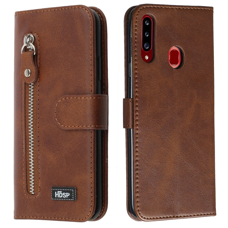 For Galaxy A20s Zipper Horizontal Flip Leather Case with Wallet & Holder & Card Slots