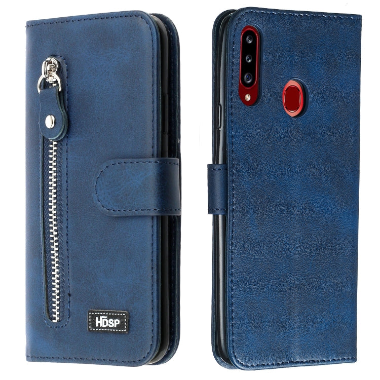 For Galaxy A20s Zipper Horizontal Flip Leather Case with Wallet & Holder & Card Slots