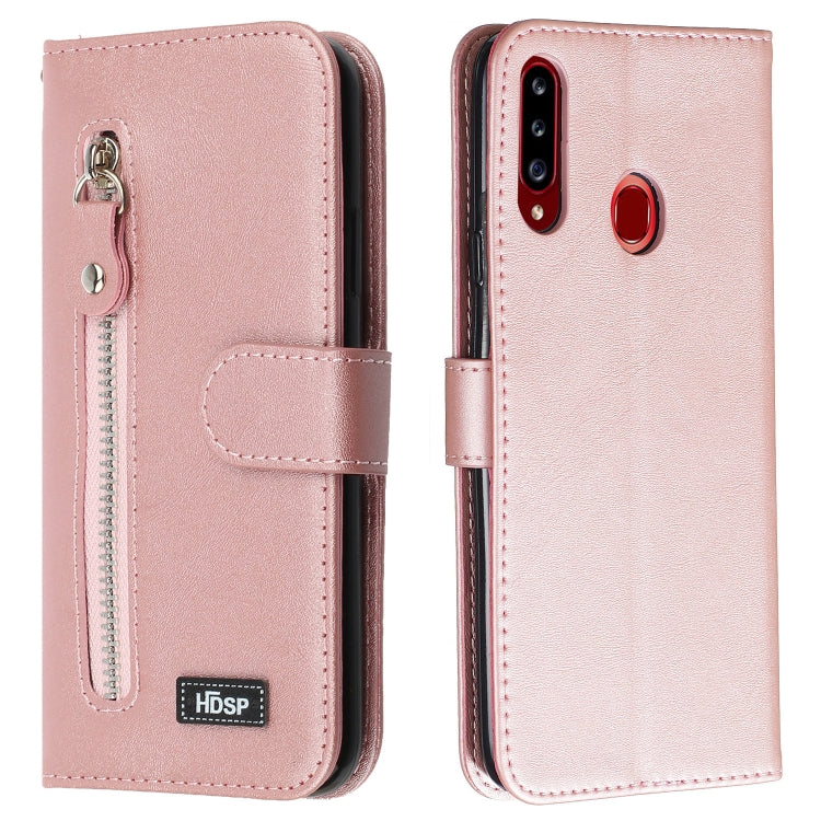 For Galaxy A20s Zipper Horizontal Flip Leather Case with Wallet & Holder & Card Slots