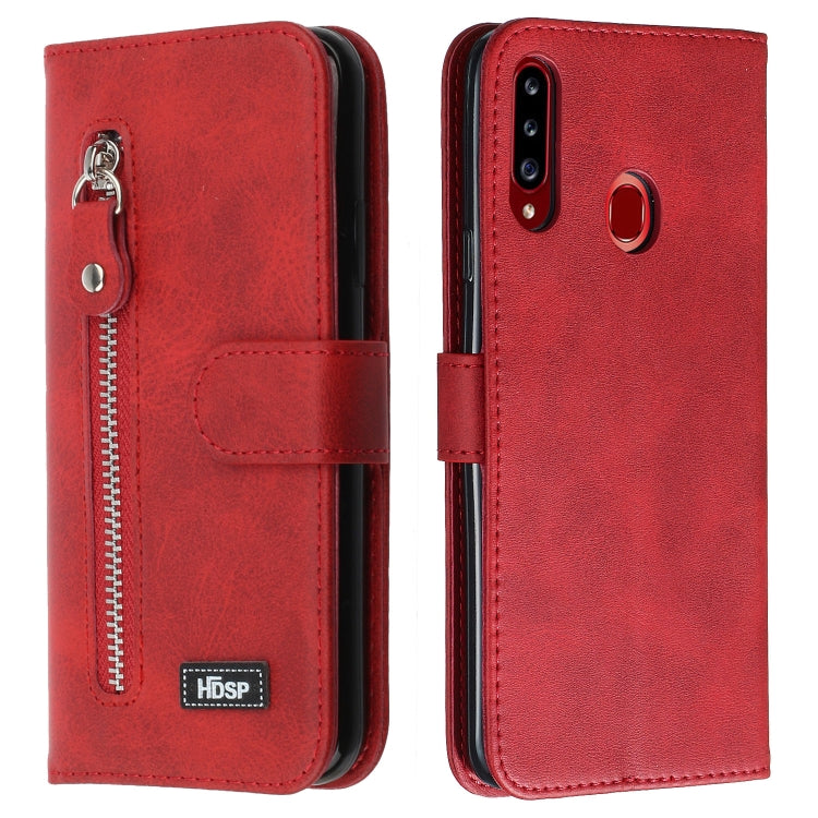 For Galaxy A20s Zipper Horizontal Flip Leather Case with Wallet & Holder & Card Slots