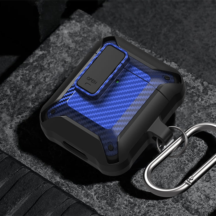 Wireless Earphones Shockproof Bumblebee Carbon Fiber Protective Case with Switch For AirPods 1/2