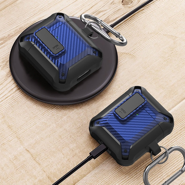 Wireless Earphones Shockproof Bumblebee Carbon Fiber Protective Case with Switch For AirPods 1/2