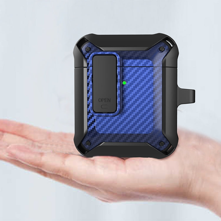 Wireless Earphones Shockproof Bumblebee Carbon Fiber Protective Case with Switch For AirPods 1/2