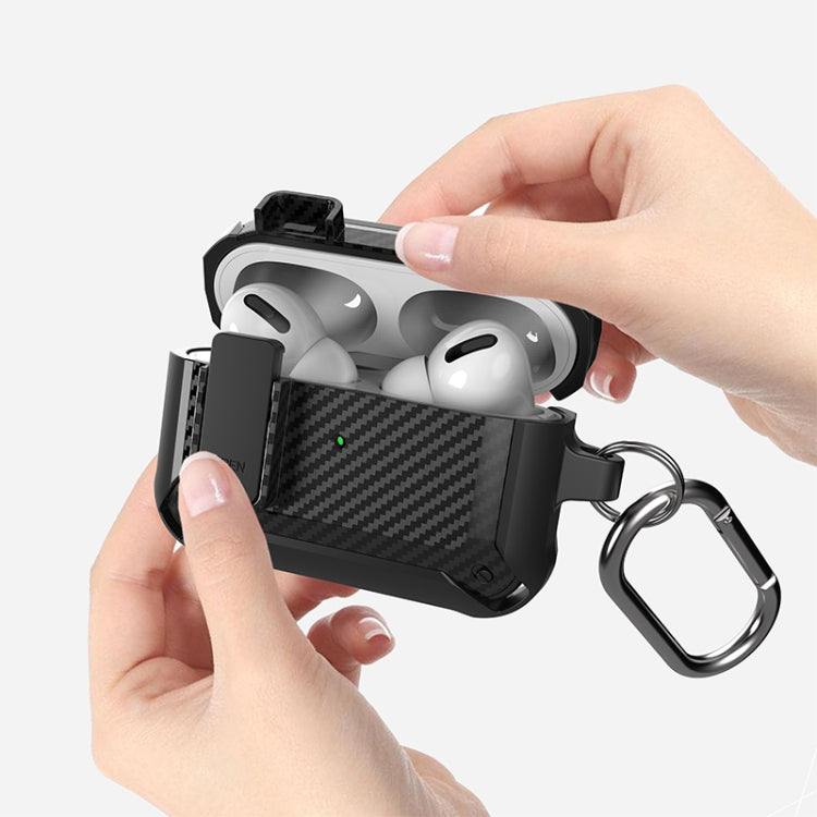 Wireless Earphones Shockproof Bumblebee Carbon Fiber Protective Case with Switch For AirPods Pro