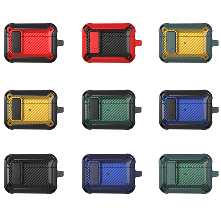 Wireless Earphones Shockproof Bumblebee Carbon Fiber Protective Case with Switch For AirPods Pro