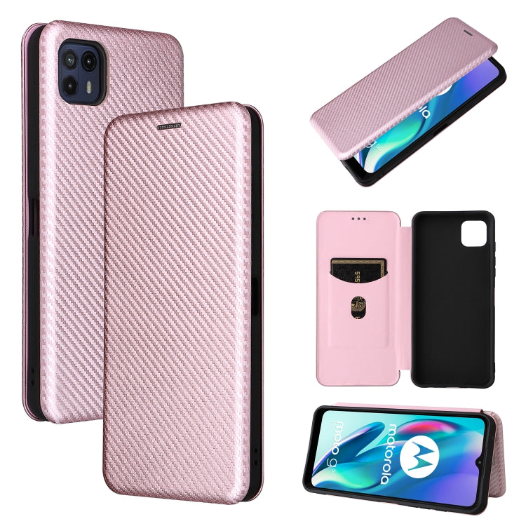 For Motorola Moto G50 5G Carbon Fiber Texture Horizontal Flip TPU + PC + PU Leather Case with Card Slot