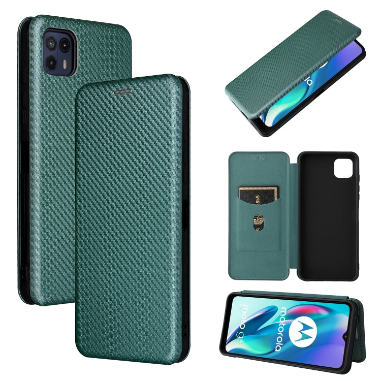 For Motorola Moto G50 5G Carbon Fiber Texture Horizontal Flip TPU + PC + PU Leather Case with Card Slot