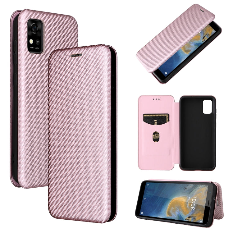 For ZTE Blade A31 Carbon Fiber Texture Horizontal Flip TPU + PC + PU Leather Case with Card Slot