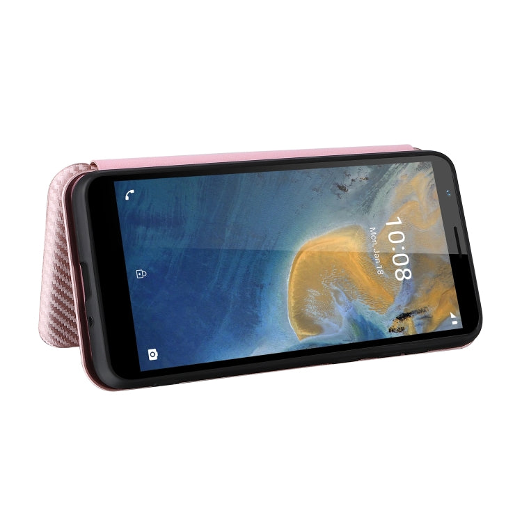 For ZTE Blade A31 Carbon Fiber Texture Horizontal Flip TPU + PC + PU Leather Case with Card Slot