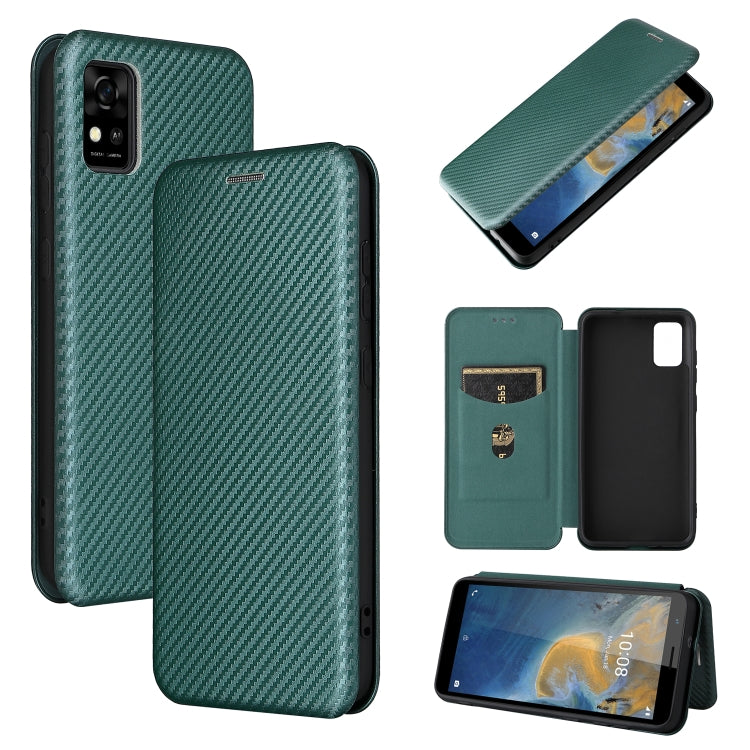 For ZTE Blade A31 Carbon Fiber Texture Horizontal Flip TPU + PC + PU Leather Case with Card Slot
