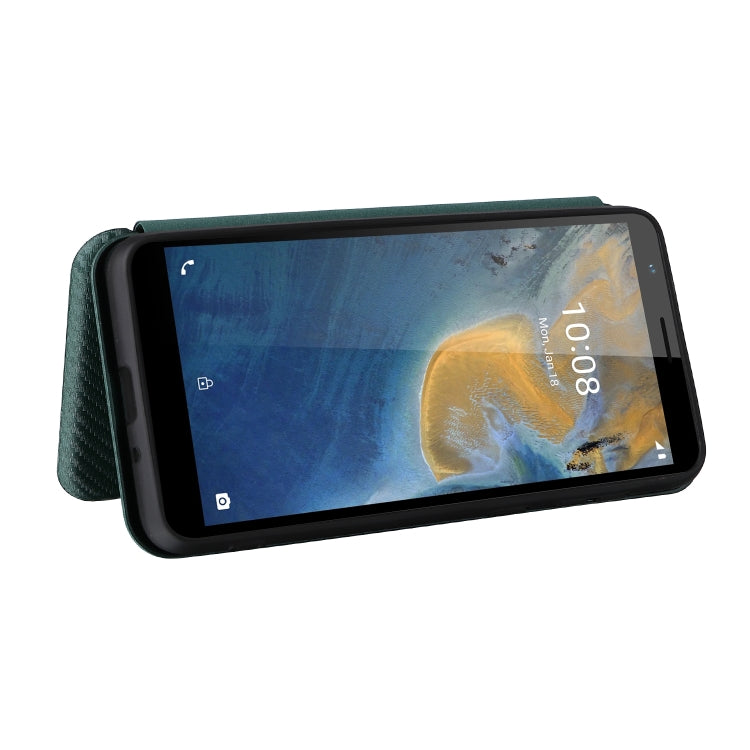 For ZTE Blade A31 Carbon Fiber Texture Horizontal Flip TPU + PC + PU Leather Case with Card Slot