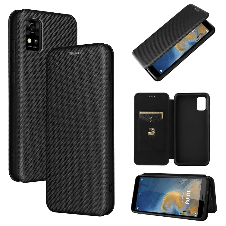 For ZTE Blade A31 Carbon Fiber Texture Horizontal Flip TPU + PC + PU Leather Case with Card Slot