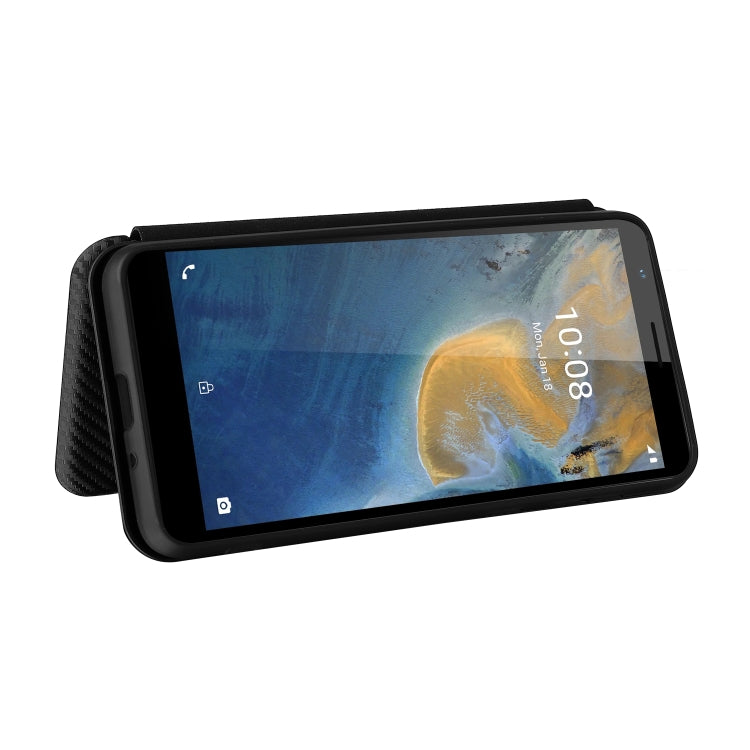 For ZTE Blade A31 Carbon Fiber Texture Horizontal Flip TPU + PC + PU Leather Case with Card Slot