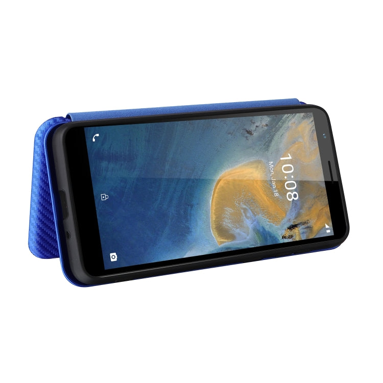 For ZTE Blade A31 Carbon Fiber Texture Horizontal Flip TPU + PC + PU Leather Case with Card Slot
