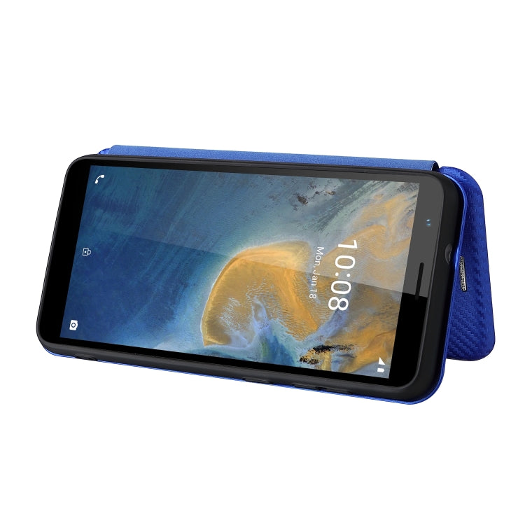 For ZTE Blade A31 Carbon Fiber Texture Horizontal Flip TPU + PC + PU Leather Case with Card Slot