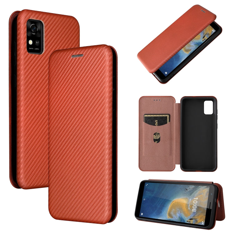 For ZTE Blade A31 Carbon Fiber Texture Horizontal Flip TPU + PC + PU Leather Case with Card Slot