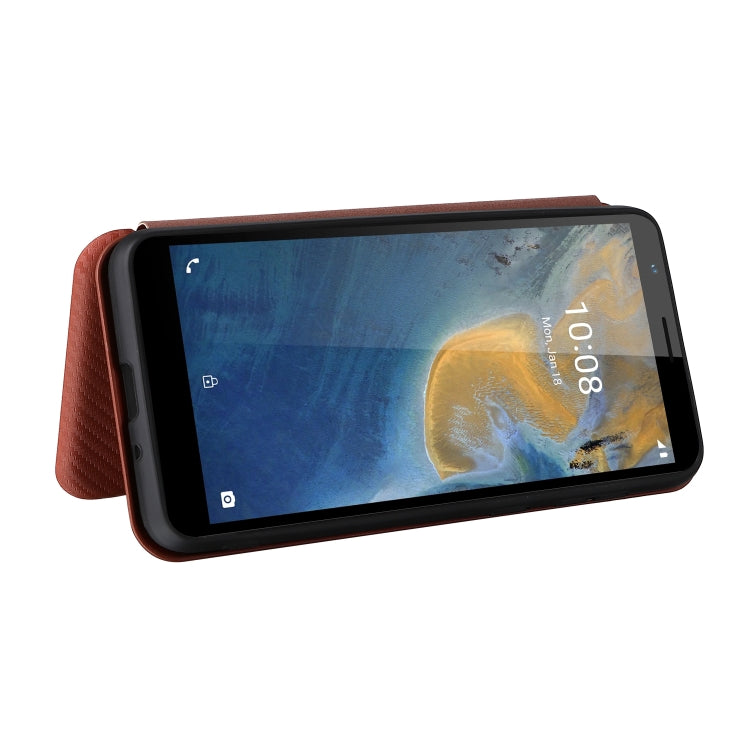 For ZTE Blade A31 Carbon Fiber Texture Horizontal Flip TPU + PC + PU Leather Case with Card Slot