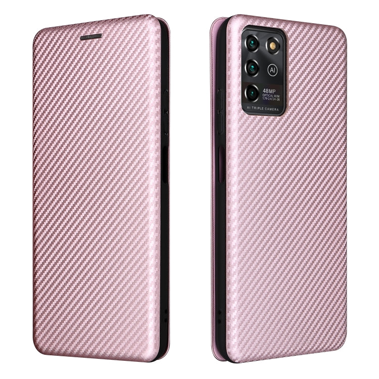 For ZTE Blade V30 Vita Carbon Fiber Texture Horizontal Flip TPU + PC + PU Leather Case with Card Slot
