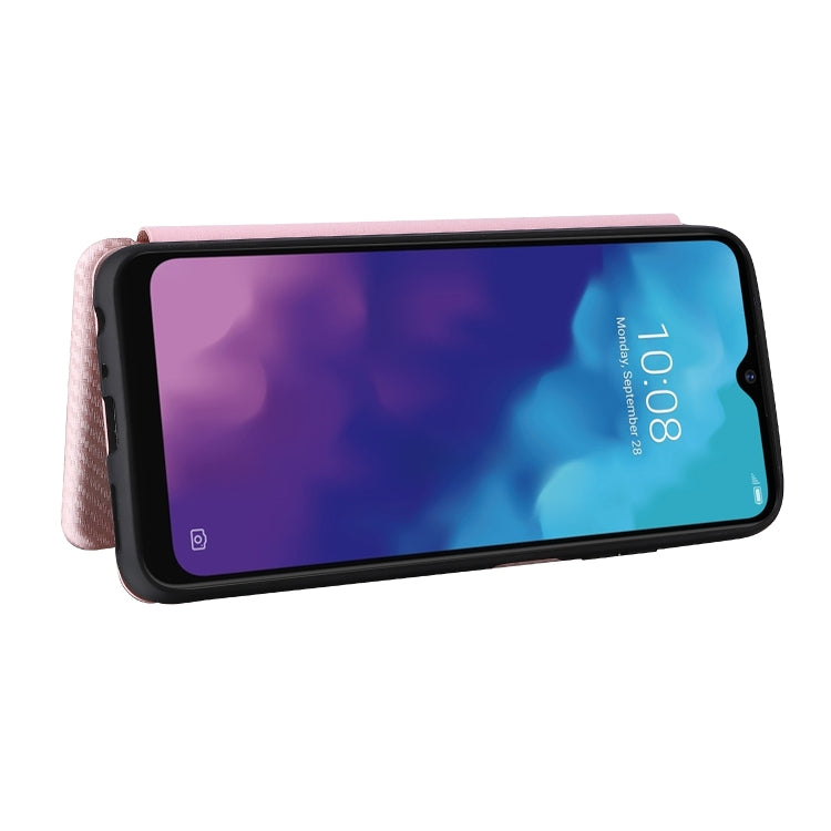 For ZTE Blade V30 Vita Carbon Fiber Texture Horizontal Flip TPU + PC + PU Leather Case with Card Slot