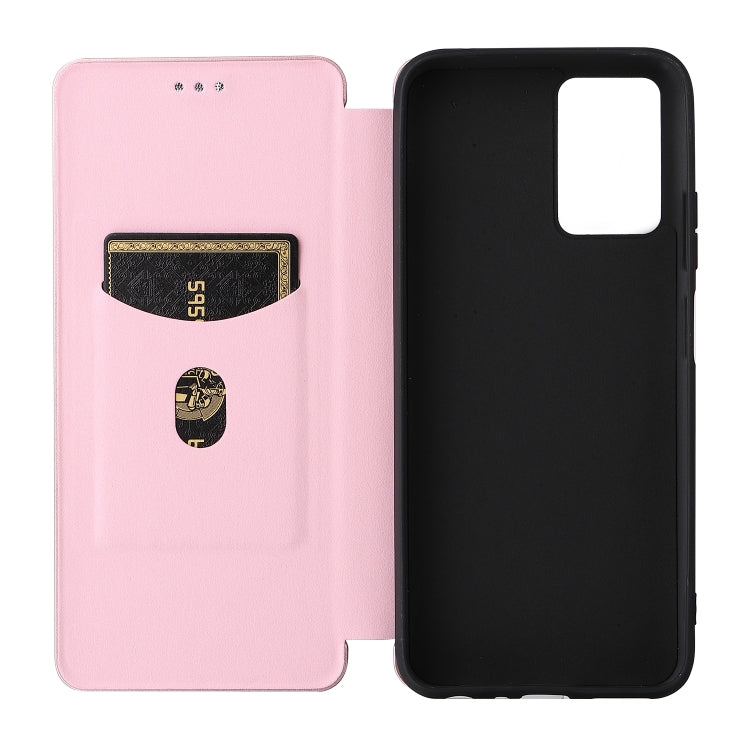 For ZTE Blade V30 Vita Carbon Fiber Texture Horizontal Flip TPU + PC + PU Leather Case with Card Slot