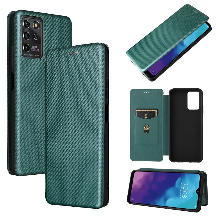 For ZTE Blade V30 Vita Carbon Fiber Texture Horizontal Flip TPU + PC + PU Leather Case with Card Slot