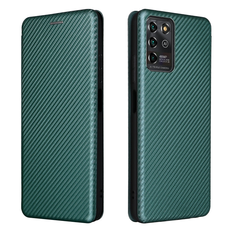 For ZTE Blade V30 Vita Carbon Fiber Texture Horizontal Flip TPU + PC + PU Leather Case with Card Slot