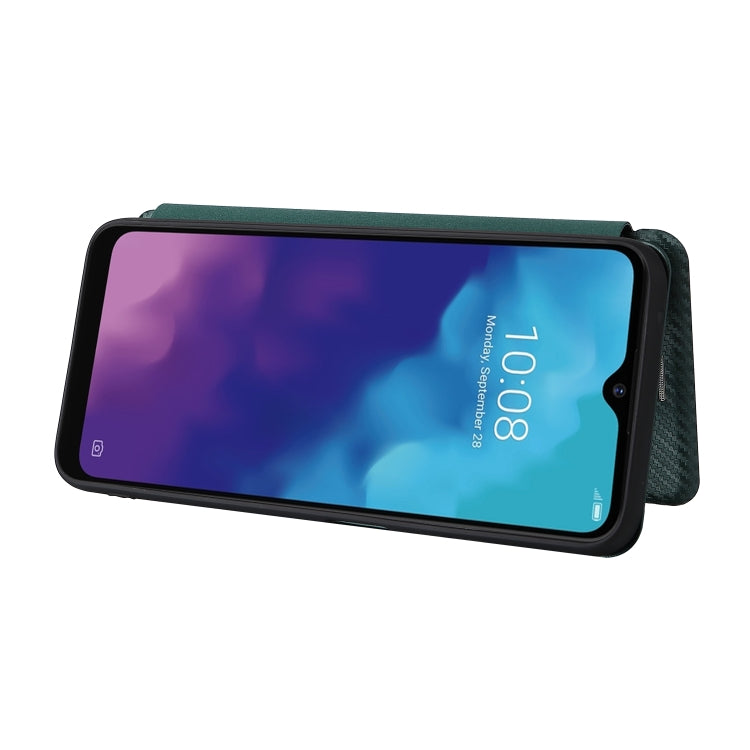 For ZTE Blade V30 Vita Carbon Fiber Texture Horizontal Flip TPU + PC + PU Leather Case with Card Slot