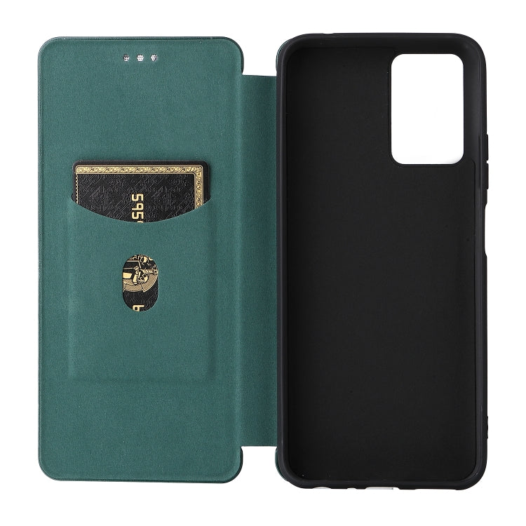 For ZTE Blade V30 Vita Carbon Fiber Texture Horizontal Flip TPU + PC + PU Leather Case with Card Slot