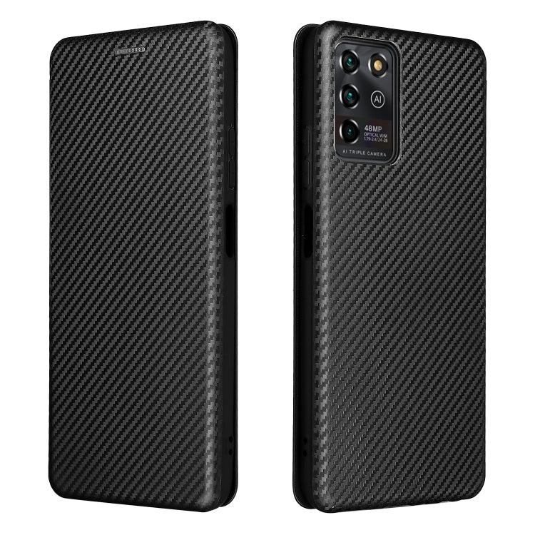 For ZTE Blade V30 Vita Carbon Fiber Texture Horizontal Flip TPU + PC + PU Leather Case with Card Slot