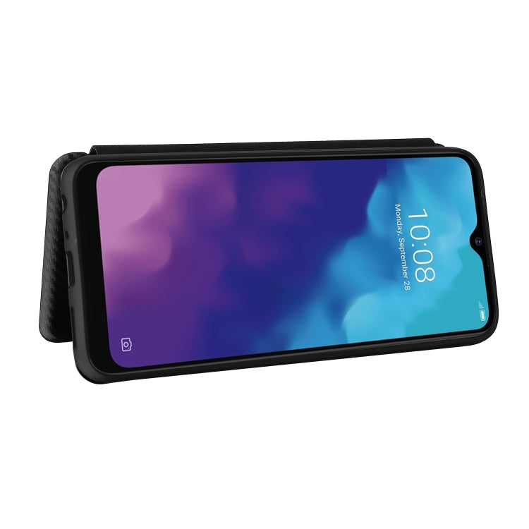 For ZTE Blade V30 Vita Carbon Fiber Texture Horizontal Flip TPU + PC + PU Leather Case with Card Slot