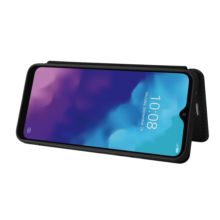 For ZTE Blade V30 Vita Carbon Fiber Texture Horizontal Flip TPU + PC + PU Leather Case with Card Slot