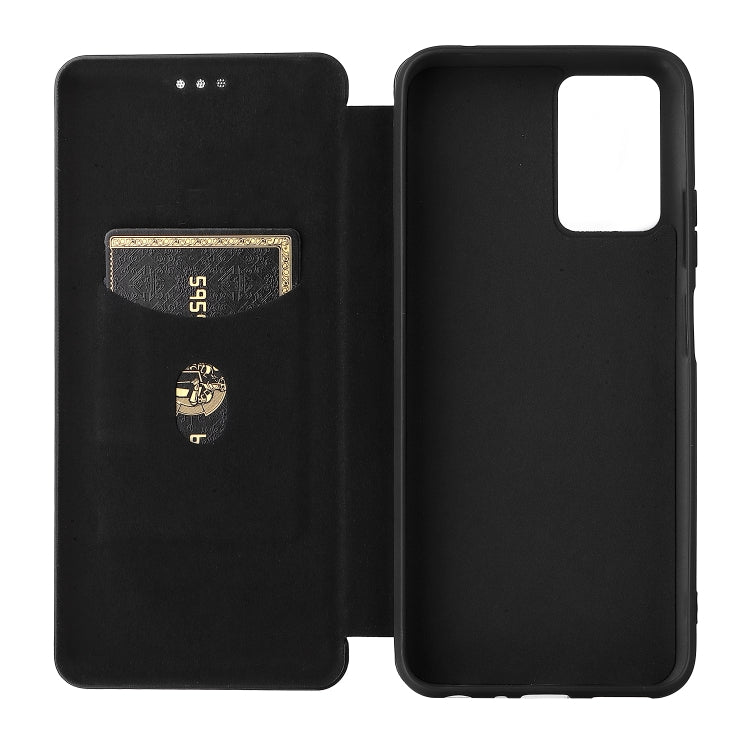 For ZTE Blade V30 Vita Carbon Fiber Texture Horizontal Flip TPU + PC + PU Leather Case with Card Slot