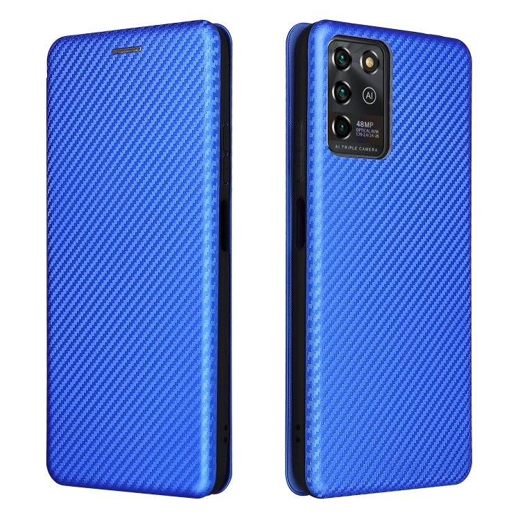 For ZTE Blade V30 Vita Carbon Fiber Texture Horizontal Flip TPU + PC + PU Leather Case with Card Slot