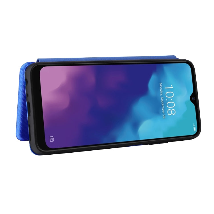 For ZTE Blade V30 Vita Carbon Fiber Texture Horizontal Flip TPU + PC + PU Leather Case with Card Slot