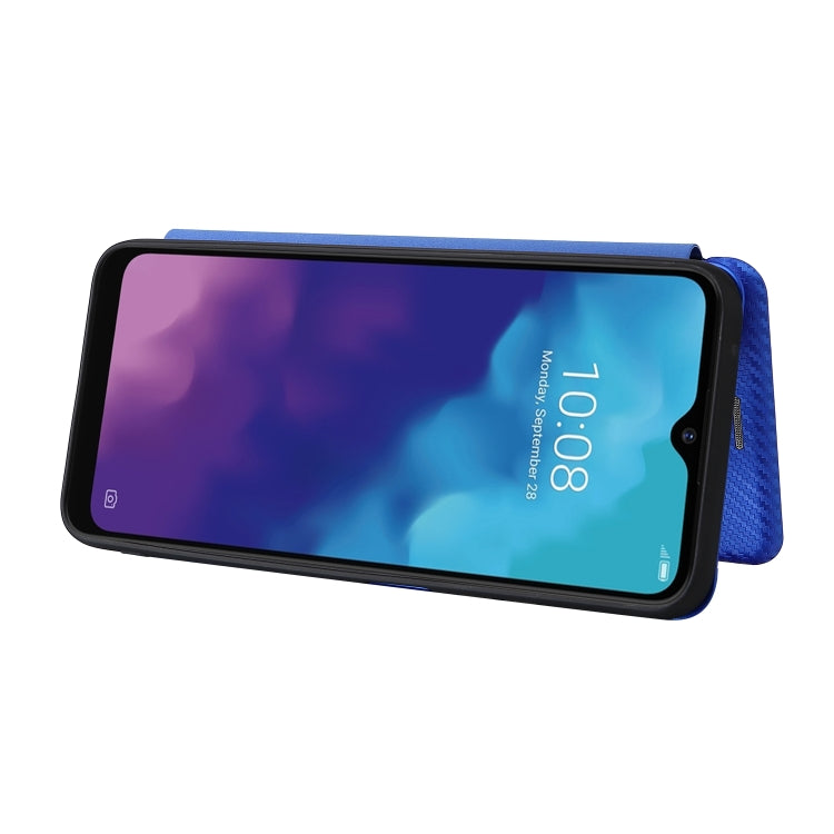 For ZTE Blade V30 Vita Carbon Fiber Texture Horizontal Flip TPU + PC + PU Leather Case with Card Slot