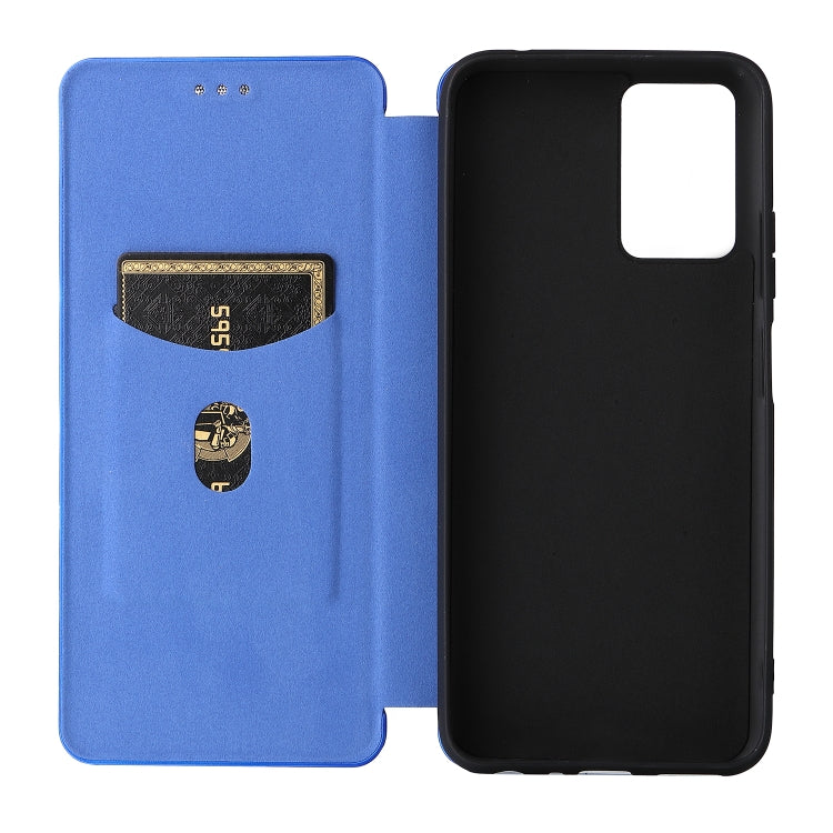 For ZTE Blade V30 Vita Carbon Fiber Texture Horizontal Flip TPU + PC + PU Leather Case with Card Slot