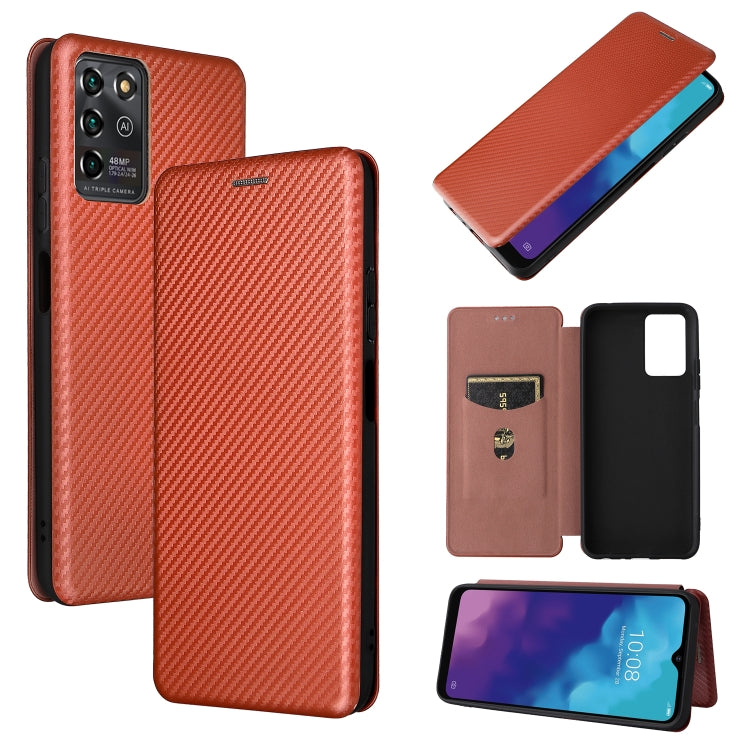 For ZTE Blade V30 Vita Carbon Fiber Texture Horizontal Flip TPU + PC + PU Leather Case with Card Slot
