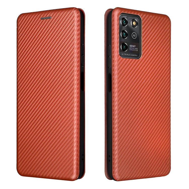 For ZTE Blade V30 Vita Carbon Fiber Texture Horizontal Flip TPU + PC + PU Leather Case with Card Slot
