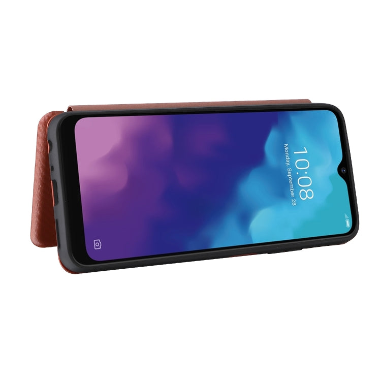 For ZTE Blade V30 Vita Carbon Fiber Texture Horizontal Flip TPU + PC + PU Leather Case with Card Slot