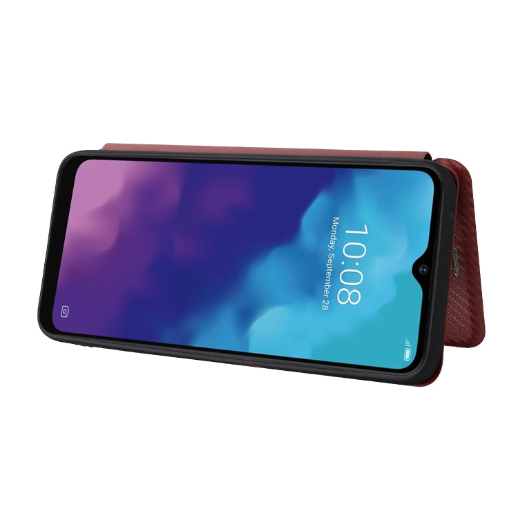 For ZTE Blade V30 Vita Carbon Fiber Texture Horizontal Flip TPU + PC + PU Leather Case with Card Slot