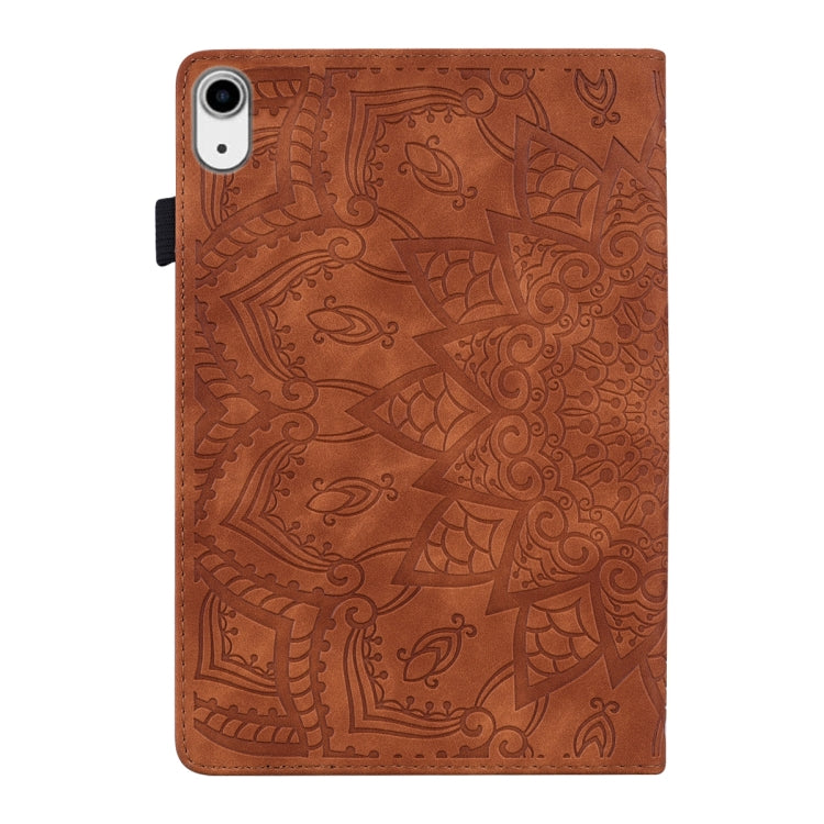 For iPad mini 6 Calf Pattern Double Folding Design Embossed Leather Tablet Case with Holder & Card Slots & Pen Slot & Elastic Band