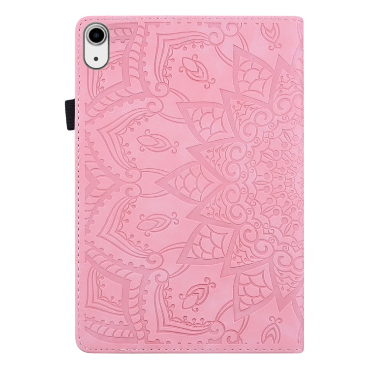 For iPad mini 6 Calf Pattern Double Folding Design Embossed Leather Tablet Case with Holder & Card Slots & Pen Slot & Elastic Band