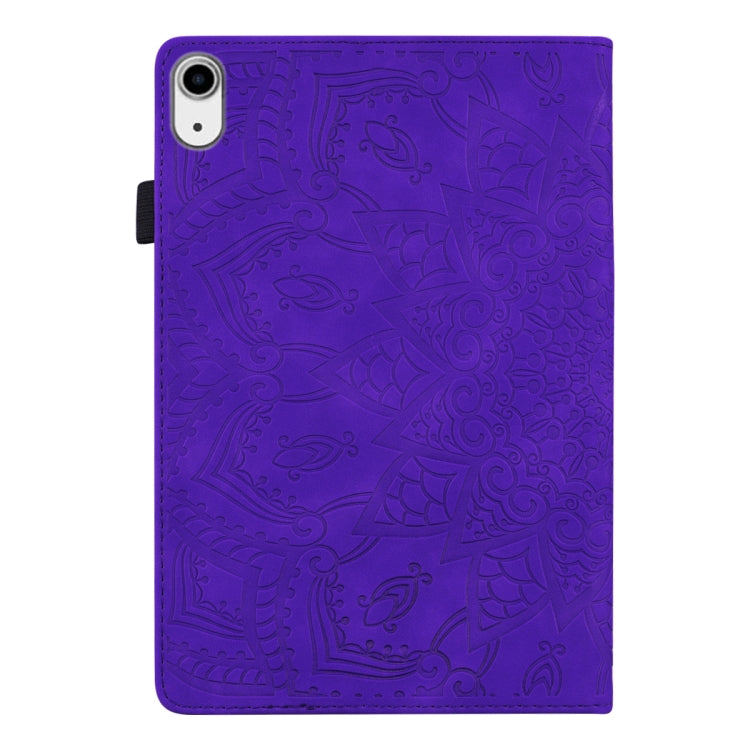 For iPad mini 6 Calf Pattern Double Folding Design Embossed Leather Tablet Case with Holder & Card Slots & Pen Slot & Elastic Band