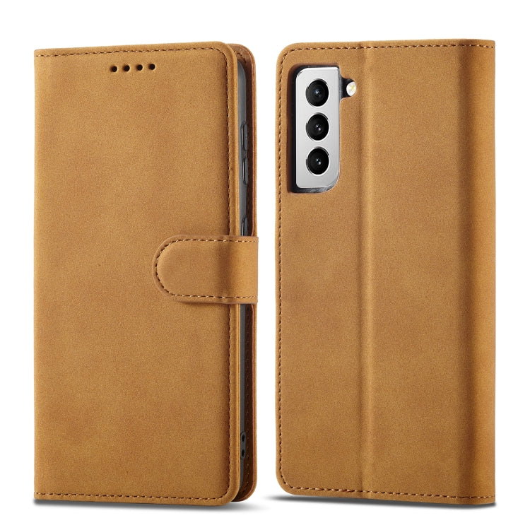 For Samsung Galaxy S21 5G Frosted Anti-theft Brush Horizontal Flip Leather Case with Holder & Card Slots & Wallet