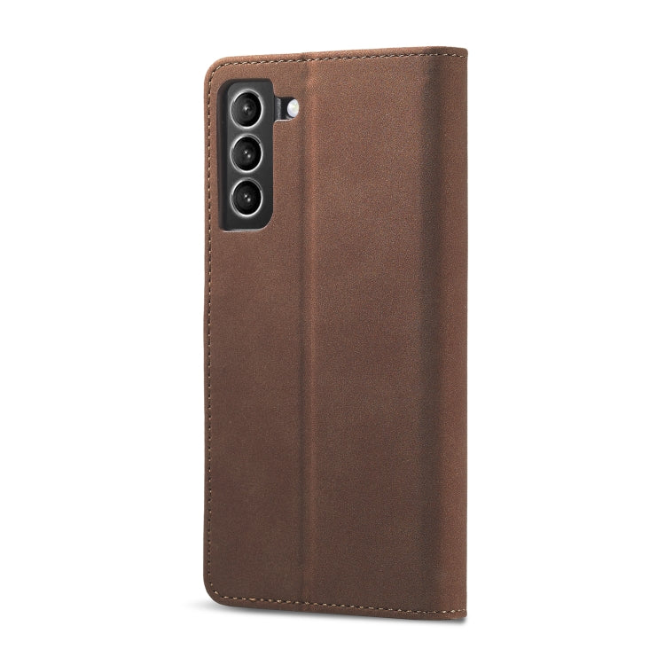 For Samsung Galaxy S21 Ultra 5G Frosted Anti-theft Brush Horizontal Flip Leather Case with Holder & Card Slots & Wallet
