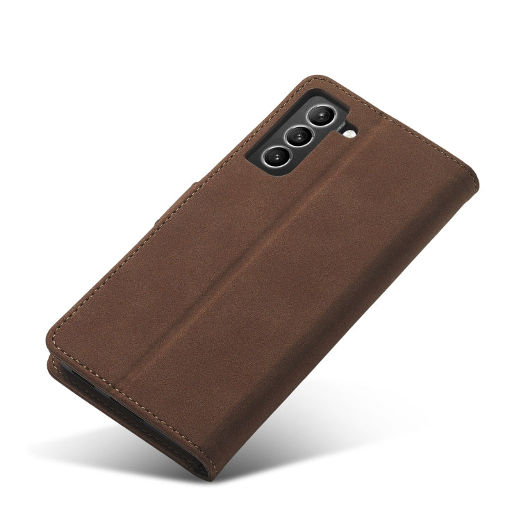 For Samsung Galaxy S21 Ultra 5G Frosted Anti-theft Brush Horizontal Flip Leather Case with Holder & Card Slots & Wallet