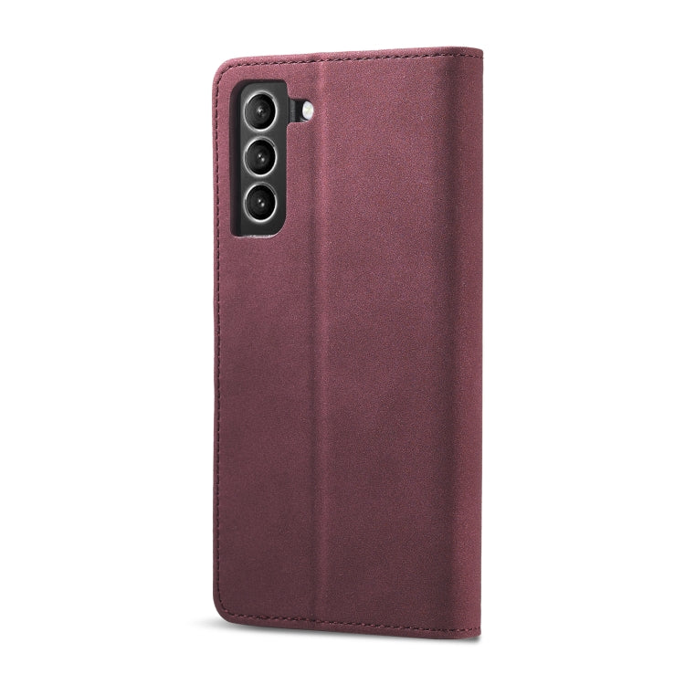 For Samsung Galaxy S21 Ultra 5G Frosted Anti-theft Brush Horizontal Flip Leather Case with Holder & Card Slots & Wallet