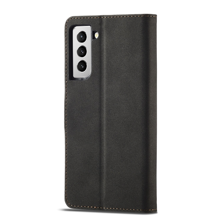 For Samsung Galaxy S21 FE 5G Frosted Anti-theft Brush Horizontal Flip Leather Case with Holder & Card Slots & Wallet