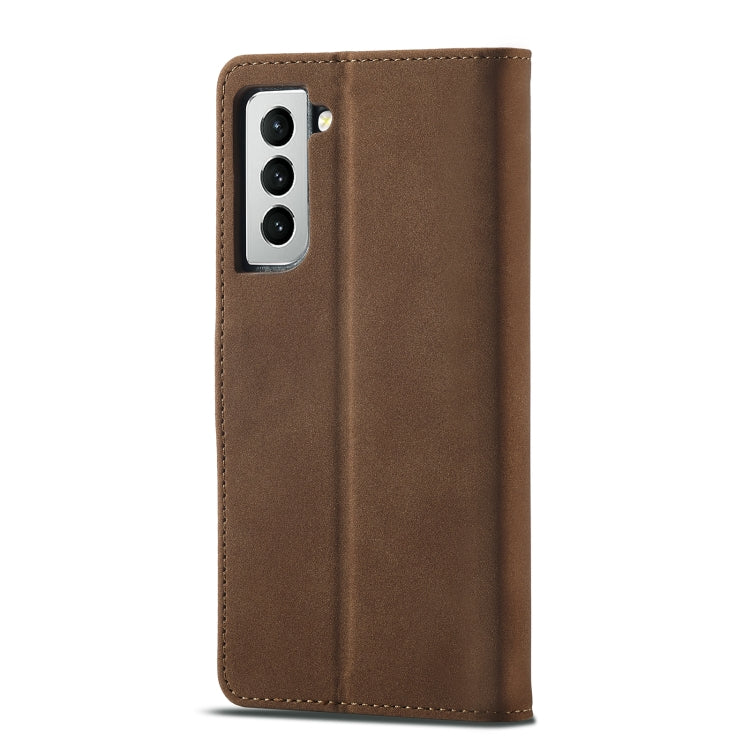 For Samsung Galaxy S21 FE 5G Frosted Anti-theft Brush Horizontal Flip Leather Case with Holder & Card Slots & Wallet