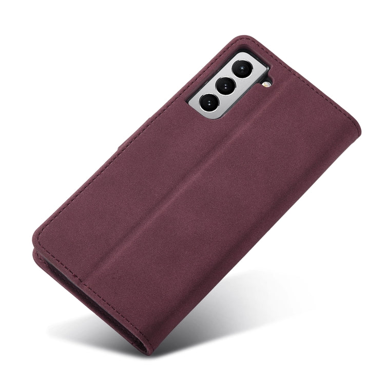 For Samsung Galaxy S21 FE 5G Frosted Anti-theft Brush Horizontal Flip Leather Case with Holder & Card Slots & Wallet